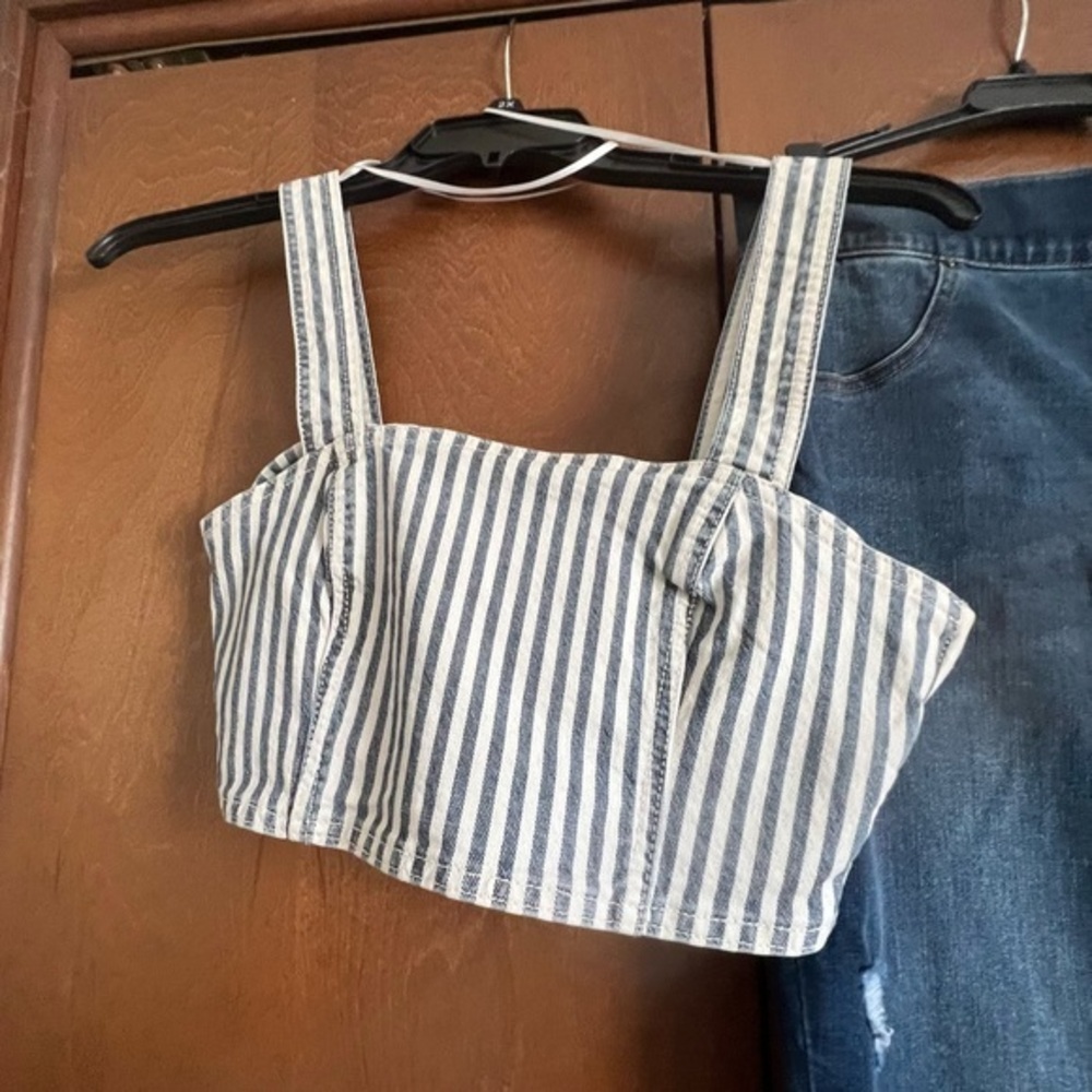 Zara Blue and White Jean Cami. NWT Sz M Ret $36.